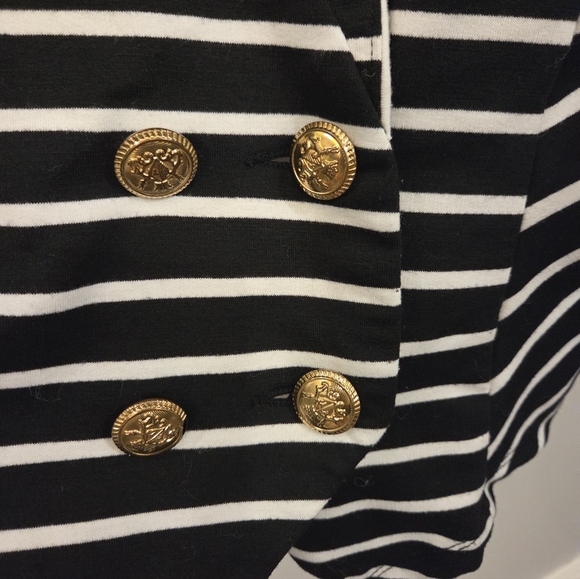 Poetry Black  and White Stripe Crossover Blazer with Gold Buttons - Picture 2 of 3